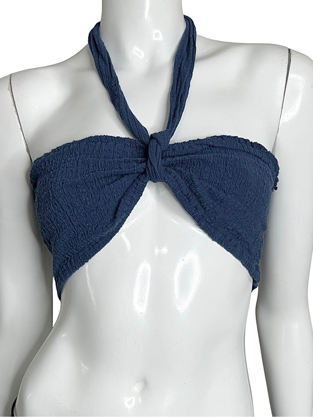 🤑 5/$25 Cotton Candy LA Navy Textured Bandeau with Halter Tie